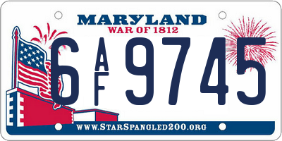 MD license plate 6AF9745