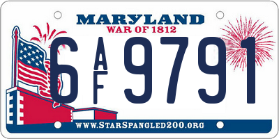 MD license plate 6AF9791