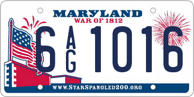 MD license plate 6AG1016