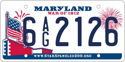 MD license plate 6AG2126
