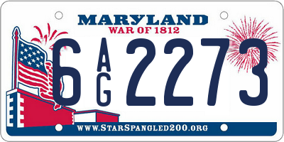 MD license plate 6AG2273