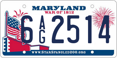 MD license plate 6AG2514