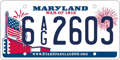 MD license plate 6AG2603