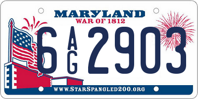 MD license plate 6AG2903