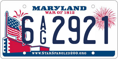 MD license plate 6AG2921