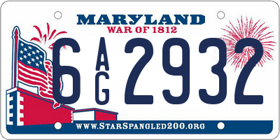 MD license plate 6AG2932
