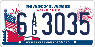 MD license plate 6AG3035