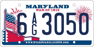 MD license plate 6AG3050