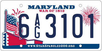 MD license plate 6AG3101