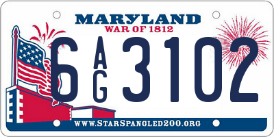 MD license plate 6AG3102