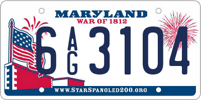 MD license plate 6AG3104