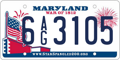 MD license plate 6AG3105