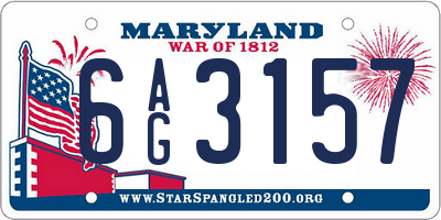 MD license plate 6AG3157