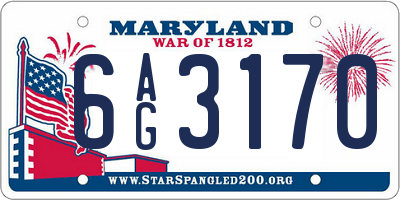 MD license plate 6AG3170