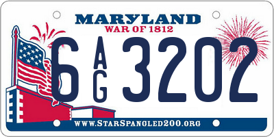MD license plate 6AG3202