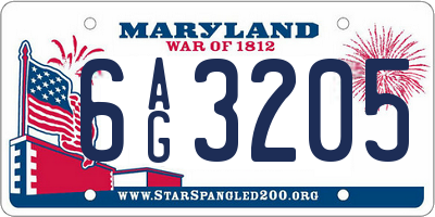 MD license plate 6AG3205