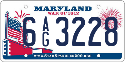 MD license plate 6AG3228