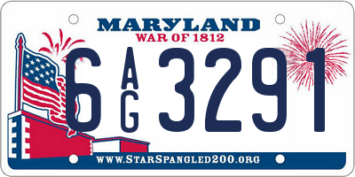 MD license plate 6AG3291