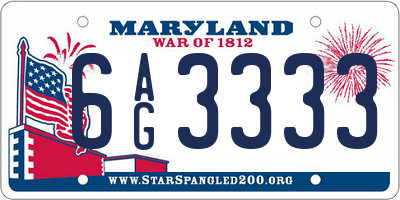 MD license plate 6AG3333