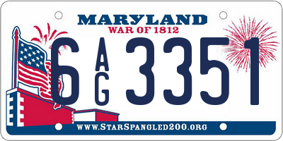 MD license plate 6AG3351
