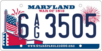 MD license plate 6AG3505