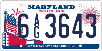 MD license plate 6AG3643
