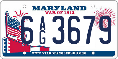MD license plate 6AG3679