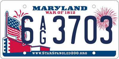 MD license plate 6AG3703