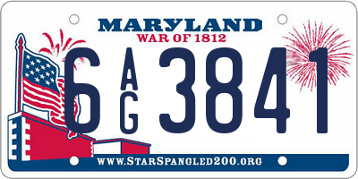 MD license plate 6AG3841