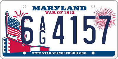 MD license plate 6AG4157