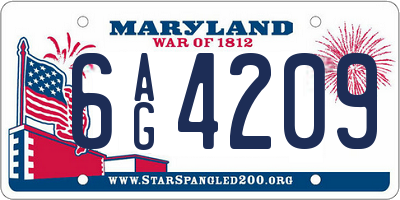 MD license plate 6AG4209