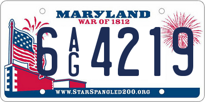 MD license plate 6AG4219
