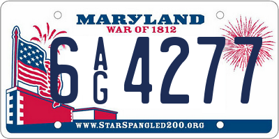 MD license plate 6AG4277