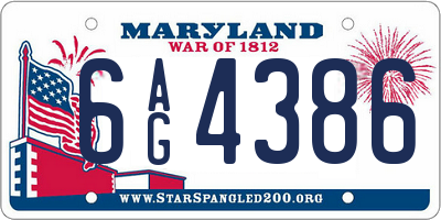 MD license plate 6AG4386