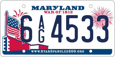 MD license plate 6AG4533