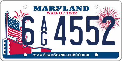 MD license plate 6AG4552