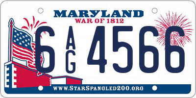 MD license plate 6AG4566