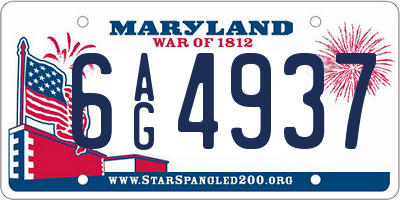 MD license plate 6AG4937