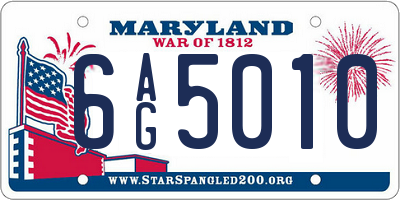 MD license plate 6AG5010