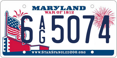 MD license plate 6AG5074