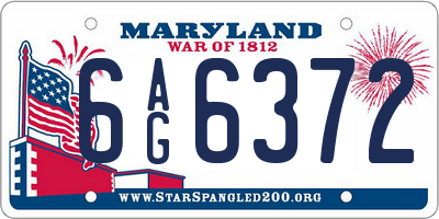 MD license plate 6AG6372