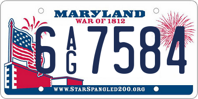 MD license plate 6AG7584