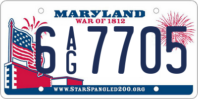 MD license plate 6AG7705