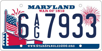 MD license plate 6AG7933