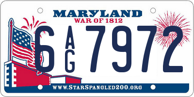 MD license plate 6AG7972