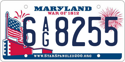 MD license plate 6AG8255