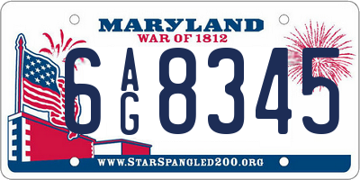 MD license plate 6AG8345