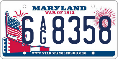 MD license plate 6AG8358