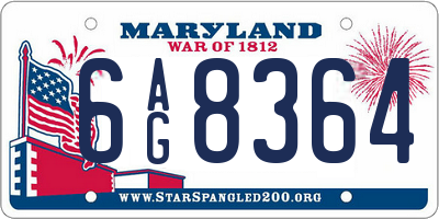 MD license plate 6AG8364