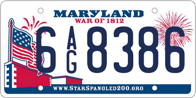 MD license plate 6AG8386